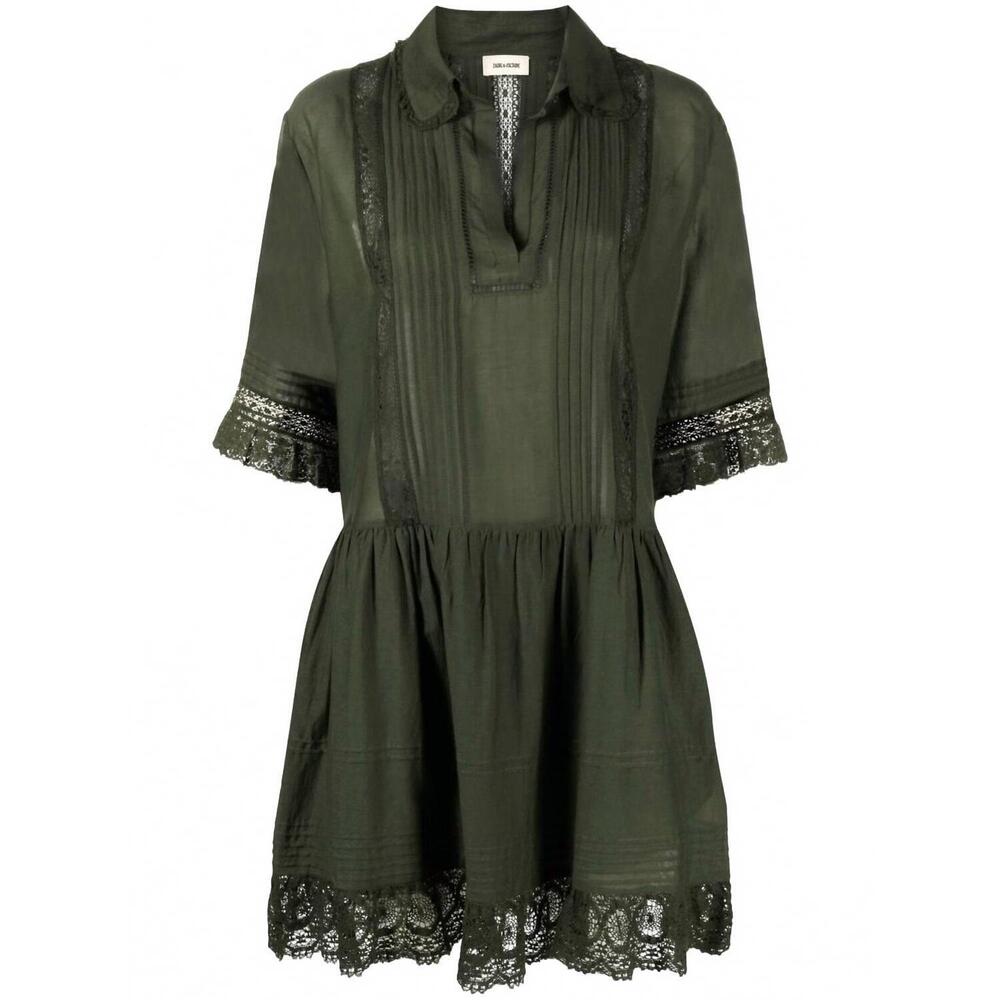 NEW ZADIG & VOLTAIRE rosea mini dress in green - Picture 3 of 3